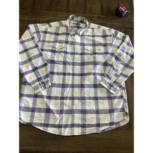 Mens Roper Western Shirt‎ Sz 2xl Purple & Blue Plaid Lg Sleeve Button Up  EUC